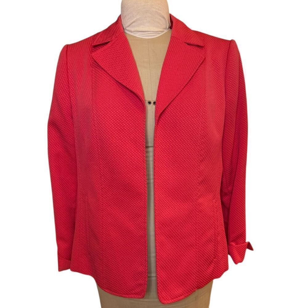 TanJay Textured Open Blazer Sz. 12 Pockets Dark Apricot/Pnk